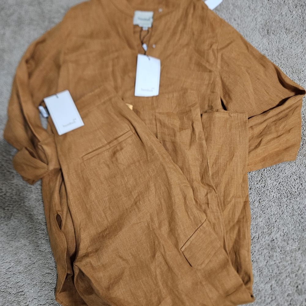 Bambah Brown Button-Up Shirt and Cargo Pants Set